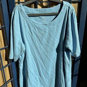 J Jill Pima Cotton Elbow Sleeve Tee Blue Womens Medium